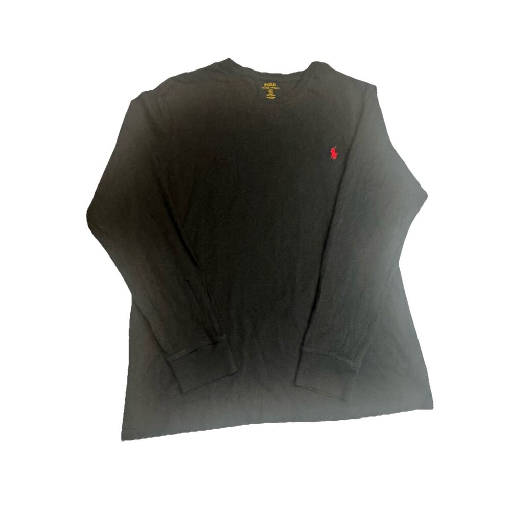 Polo Ralph Lauren Black Long Sleeve Tee Shirt Red Pony XL Custom Fit